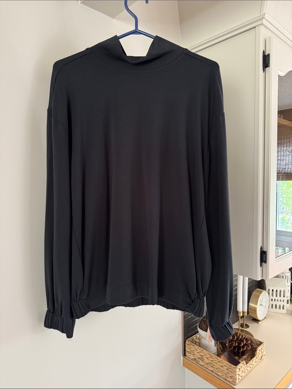 Denver Hayes Black Long-Sleeve Funnel Neck Top
